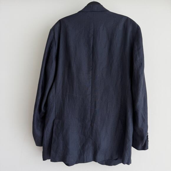 Polo Ralph Lauren Blazer Mens 44L Navy Linen Sport Coat Unstructured Italy Made - Picture 2 of 12